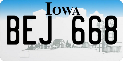 IA license plate BEJ668