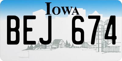 IA license plate BEJ674