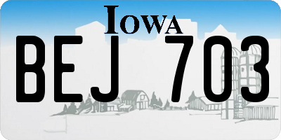 IA license plate BEJ703