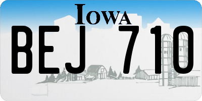 IA license plate BEJ710