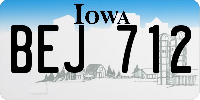 IA license plate BEJ712