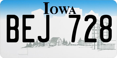 IA license plate BEJ728