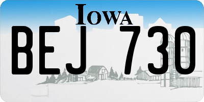 IA license plate BEJ730