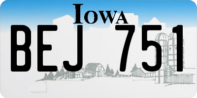 IA license plate BEJ751