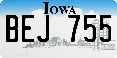 IA license plate BEJ755