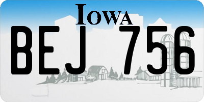 IA license plate BEJ756