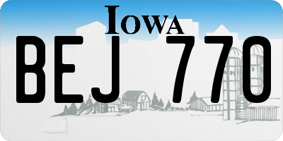 IA license plate BEJ770