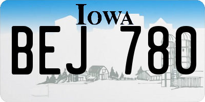 IA license plate BEJ780
