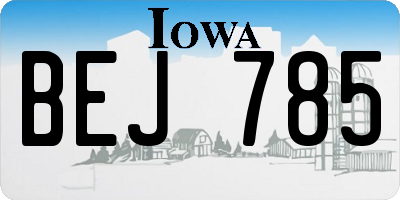 IA license plate BEJ785