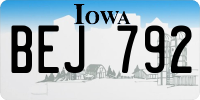 IA license plate BEJ792