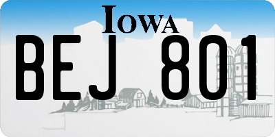 IA license plate BEJ801