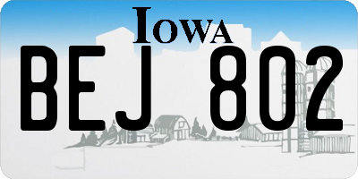 IA license plate BEJ802