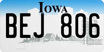 IA license plate BEJ806