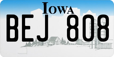 IA license plate BEJ808
