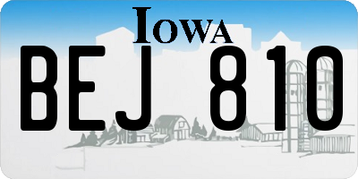 IA license plate BEJ810