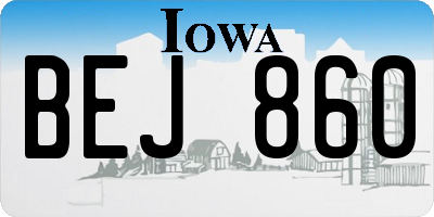 IA license plate BEJ860