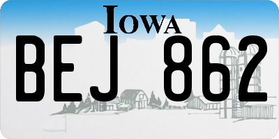IA license plate BEJ862