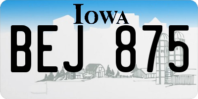 IA license plate BEJ875