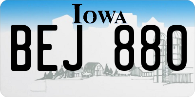 IA license plate BEJ880
