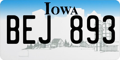 IA license plate BEJ893