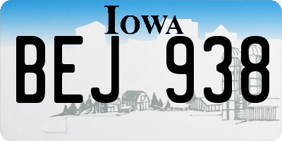 IA license plate BEJ938