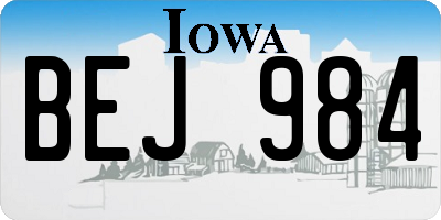 IA license plate BEJ984