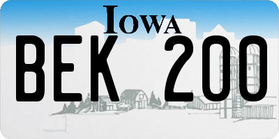 IA license plate BEK200