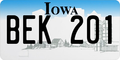 IA license plate BEK201