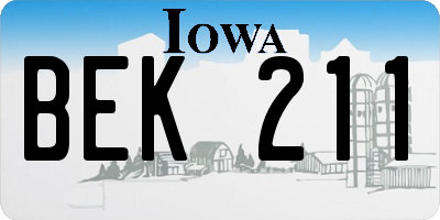 IA license plate BEK211