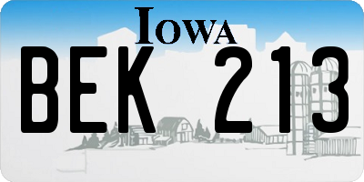 IA license plate BEK213