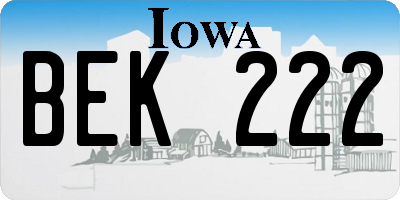 IA license plate BEK222