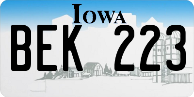 IA license plate BEK223