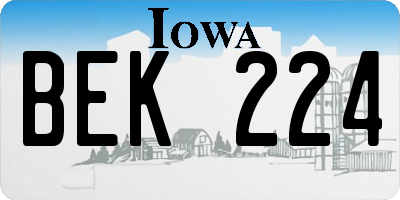 IA license plate BEK224