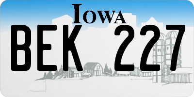 IA license plate BEK227