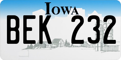 IA license plate BEK232