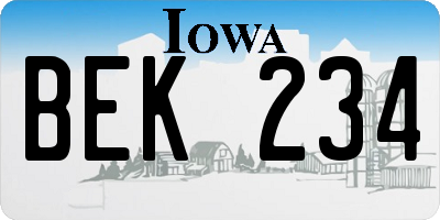 IA license plate BEK234