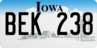 IA license plate BEK238