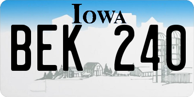 IA license plate BEK240