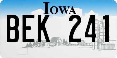 IA license plate BEK241