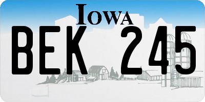 IA license plate BEK245