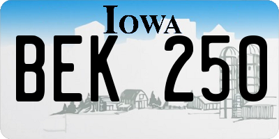 IA license plate BEK250
