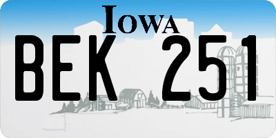 IA license plate BEK251