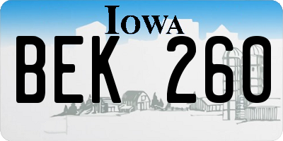 IA license plate BEK260