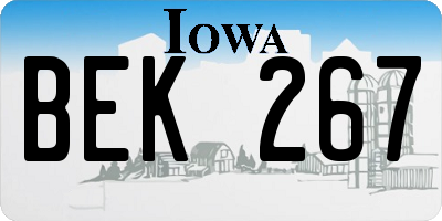 IA license plate BEK267