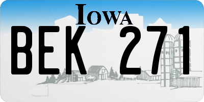 IA license plate BEK271