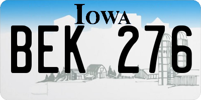 IA license plate BEK276