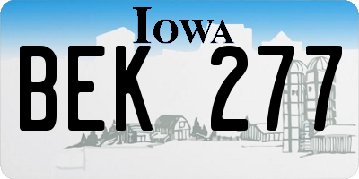 IA license plate BEK277