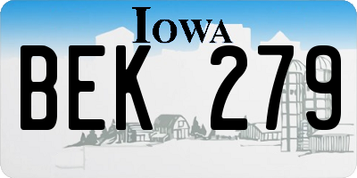 IA license plate BEK279