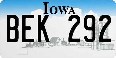 IA license plate BEK292