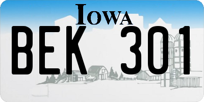 IA license plate BEK301